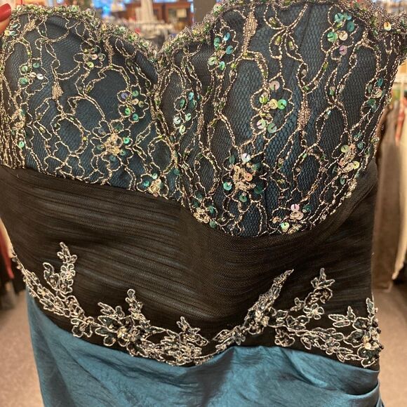 Maggie Sotero Ladies 10 Dark Teal Strapless Dress - Picture 3 of 6